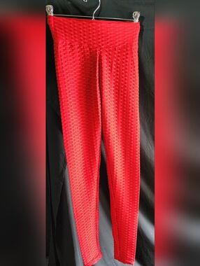 Women's Red Stretch Leggings with Elastic Waistband